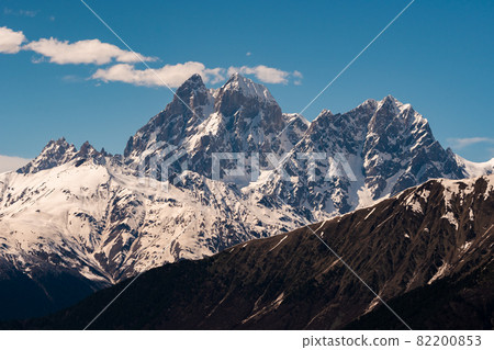 View of Mount Ushba. located in the Svaneti region of Georgia. Travel. View of Mount Ushba. located in the Svaneti region of Georgia. Travel. 82200853