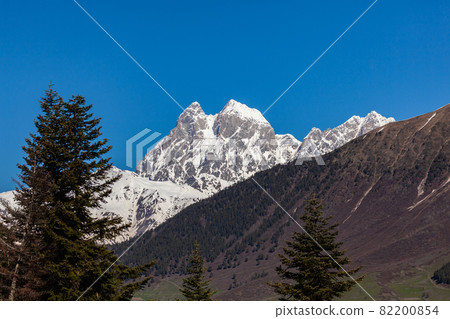 View of Mount Ushba. located in the Svaneti region of Georgia. Travel. View of Mount Ushba. located in the Svaneti region of Georgia. Travel. 82200854