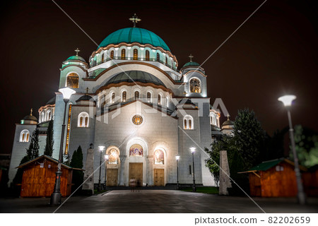 St. Sava Cathedral at night. Belgrade, Serbia St. Sava Cathedral at night. Belgrade, Serbia 82202659