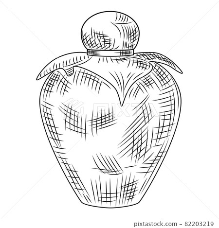 Ceramic vase isolated on white background. Pottery in engraved style. Ceramic vase isolated on white background. Pottery in engraved style. 82203219