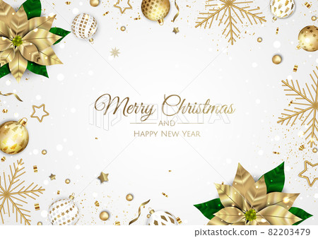 Merry Christmas and Happy New Year. Xmas background with Snowflakes and balls design. Merry Christmas and Happy New Year. Xmas background with Snowflakes and balls design. 82203479