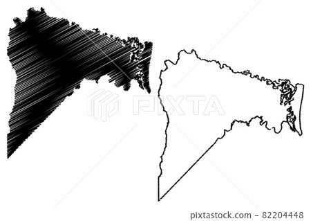 Nassau County, Florida (U.S. county, United States of America,USA, U.S., US) map vector illustration, scribble sketch Nassau map 82204448