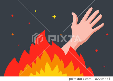 man burns in a fire. ask for help. man burns in a fire. ask for help. 82204451