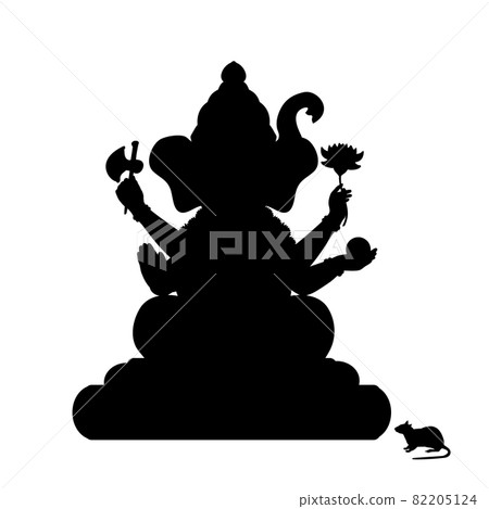 Silhouette of Indian Goddess Genesha. Happy Genesha Chaturhti. Pancha Ganapati festival. 82205124