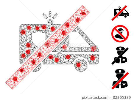 Polygonal Carcass No Patrol Car Pictogram with Infection Nodes 82205389
