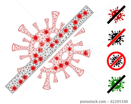 Polygonal Mesh No Coronavirus Pictogram with Covid Elements 82205398
