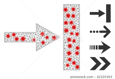 Polygonal Wire Frame Move Right Pictogram with Coronavirus Nodes 82205403