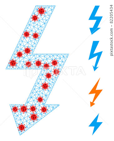 Polygonal Network High Voltage Icon with Pathogen Centers 82205434