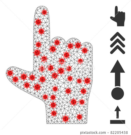 Polygonal Network Hand Pointer Up Icon with... - Stock Illustration ...