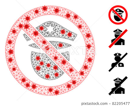 Polygonal Network Forbid Police Cop Icon with Virus Items 82205477