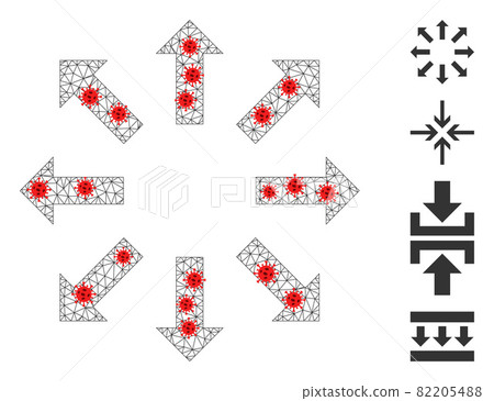 Polygonal Carcass Explode Arrows Pictogram with... - Stock Illustration ...