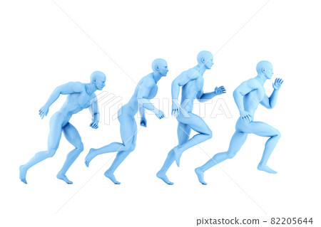Running athletes. 3d illustration. Isolated. Contains clipping path Running athletes. 3d illustration. Isolated. Contains clipping path 82205644