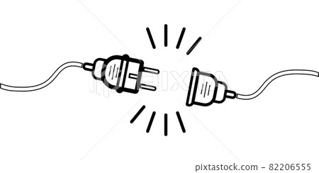 Vector unplugged sockets. Editable stroke. Minimalistic design of 404 bugs on a white background. Electrical theme web banner concept, power outage, loss of communication. Vector 82206555