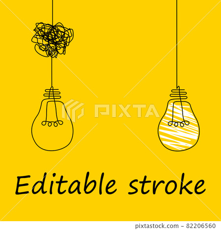 Good idea. Banner light bulb idea concept, creative concept light bulb drawn for stock. Flat style. Vector 82206560