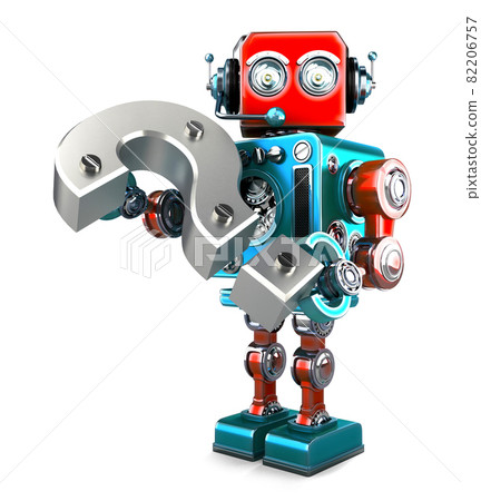 Retro robot with question mark. Isolated. - Stock Illustration  [82206757] - PIXTA