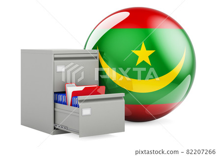 Database in Mauritania, concept. Folders in filing cabinet with Mauritanian flag, 3D rendering Database in Mauritania, concept. Folders in filing cabinet with Mauritanian flag, 3D rendering 82207266