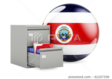 Database in Costa Rica, concept. Folders in filing cabinet with Costa Rican flag, 3D rendering Database in Costa Rica, concept. Folders in filing cabinet with Costa Rican flag, 3D rendering 82207390
