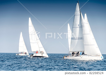 Sailing regatta in Mediterranean sea Sailing regatta in Mediterranean sea 82208524