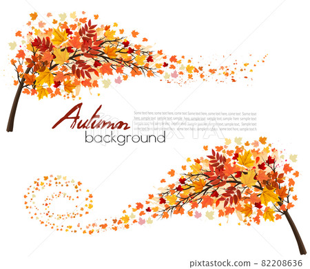 Autumn absctact background with a tree and a... - Stock Illustration ...