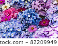Cosmos and hydrangea floating on the water 82209949