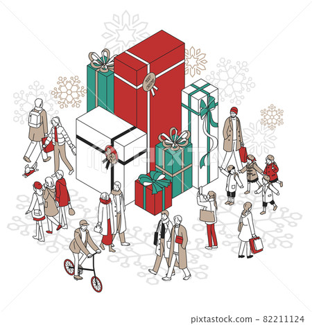 Christmas image (gifts and people) 82211124