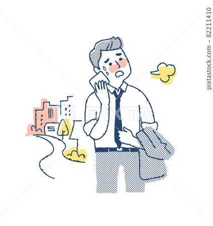 一個在戶外擦汗的商人 一個在戶外擦汗的商人 82211410