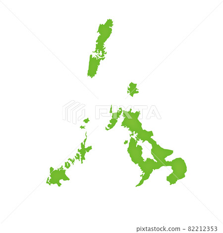 Map of Nagasaki Prefecture Illustration of a map of green prefectures Map silhouette 82212353