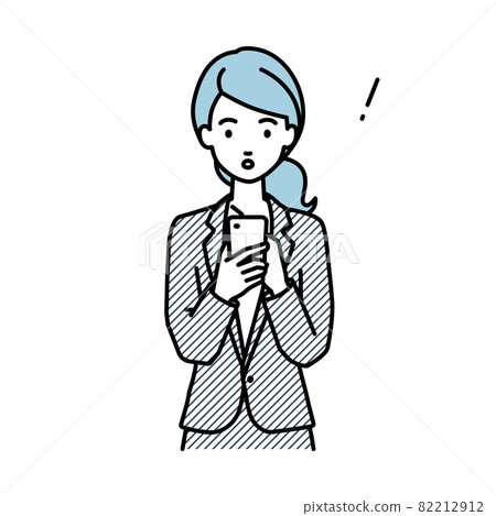A woman in a suit who was surprised to notice something while standing and operating a smartphone A woman in a suit who was surprised to notice something while standing and operating a smartphone 82212912
