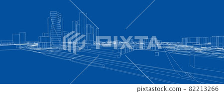 Vector 3d urban landscape. Buildings and roads - Stock Illustration ...