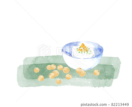 大豆和豆腐水彩插圖 82213449