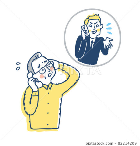 Senior man suffering from fraud on the phone 82214209