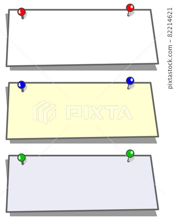 Illustration of pinning a horizontally long note paper Illustration of pinning a horizontally long note paper 82214621
