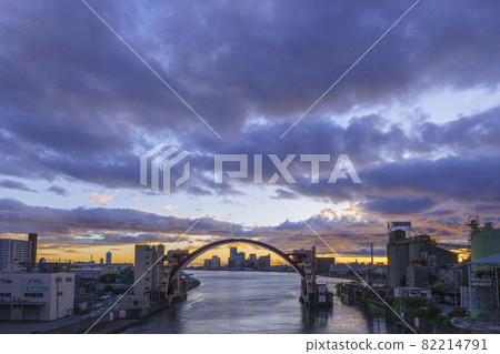 夜景味川水門 味川大阪風光[9月中旬] 82214791
