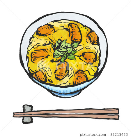 Hand-painted brush painting style illustration of Oyakodon 82215453