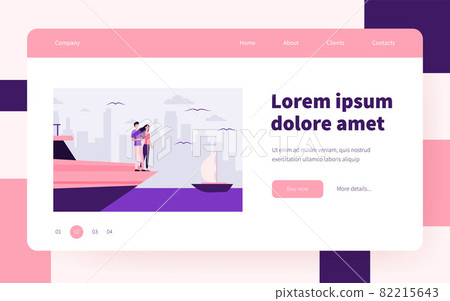 Happy couple standing on edge of yacht 82215643