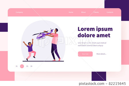 Happy African American father and son playing with helicopter 82215645