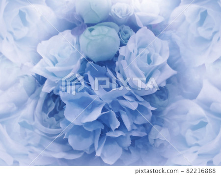 Floral vintage light blue background. Wallpapers of flowers light blue peony and roses. Flower composition. Close-up. Nature. Floral vintage light blue background. Wallpapers of flowers light blue peony and roses. Flower composition. Close-up. Nature. 82216888