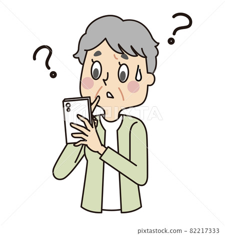 Senior woman who does not know how to operate a smartphone 82217333