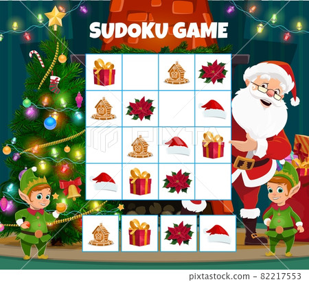 Children Christmas sudoku game with holiday... - Stock Illustration ...