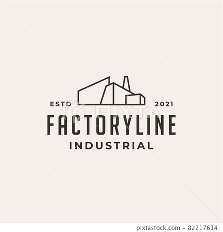 Line art Factory building logo design. Modern industrial logo design 82217614