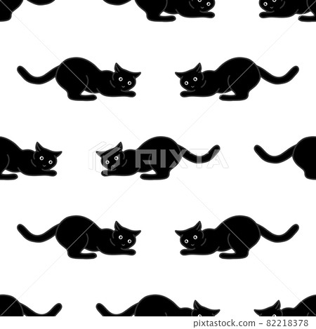 Seamless pattern with cute black cats. Texture for wallpapers, stationery, fabric, wrap, web page backgrounds, vector illustration Seamless pattern with cute black cats. Texture for wallpapers, stationery, fabric, wrap, web page backgrounds, vector illustration 82218378