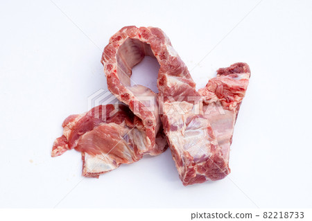 Raw pork ribs on white background. 82218733