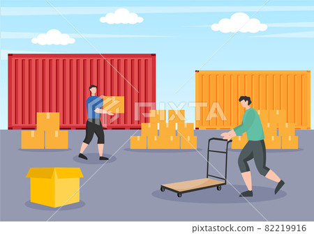 Cargo Shipping Container Logistics Delivery... - Stock Illustration ...