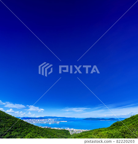 香川縣高松市，高角度[屋島全景] 82220203