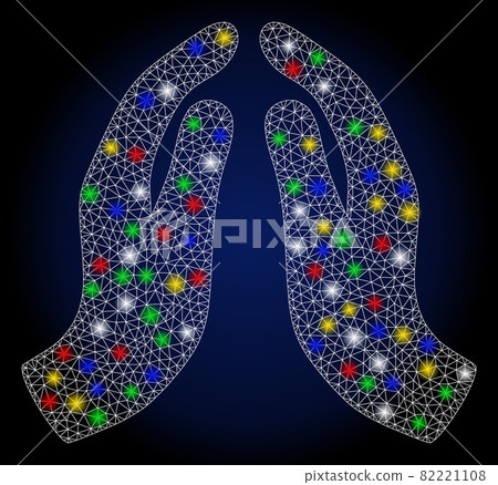 Flare Mesh 2D Praying Hands with Color Flare Spots - Stock Illustration ...