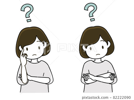 一組雙手合十思考思考的少女(單色) 一組雙手合十思考思考的少女(單色) 82222090