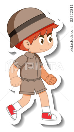 Little boy scout cartoon character sticker Little boy scout cartoon character sticker 82222811
