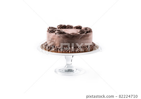 Piece of chocolate truffle cake 82224710