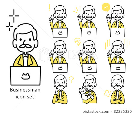 Icon of an elderly businessman using a PC Vector illustration material 82225320