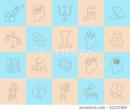 Psychotherapy and psychology line icon set. Simple 82225969